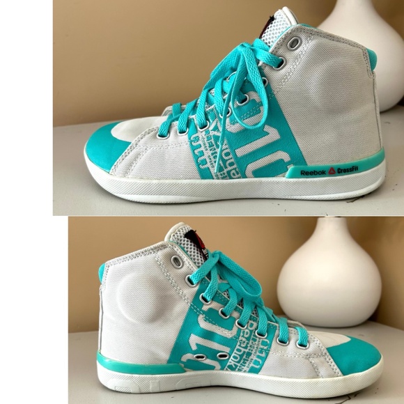 Reebok CrossFit Lite TR 010 HighTop Weight Training Shoes White/Turq Size 8 - Picture 13 of 17